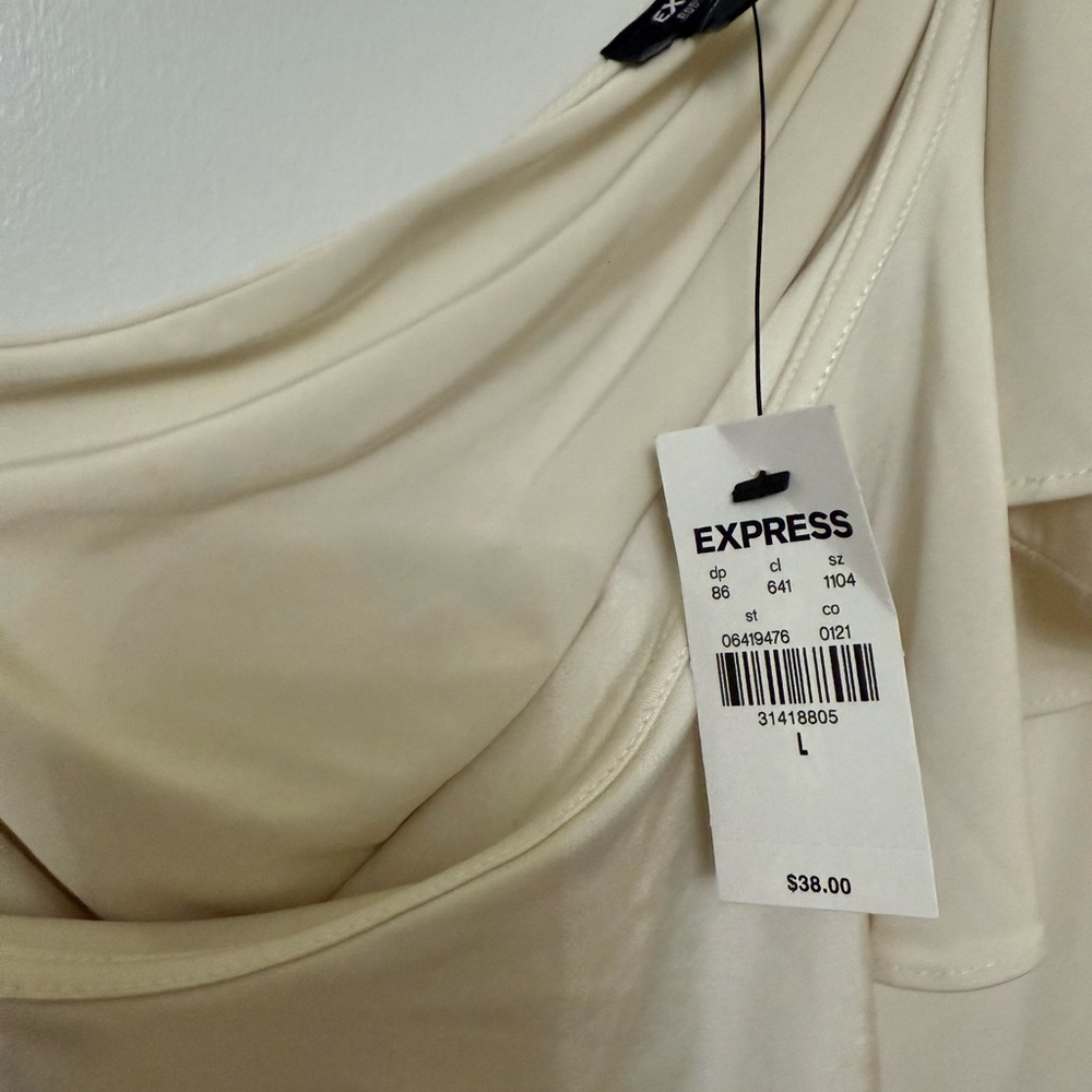 Express Cream One-Shoulder Top - Picture 3 of 4
